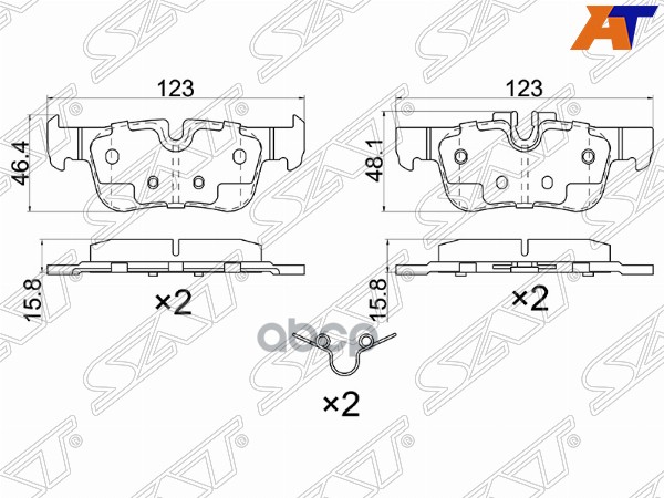 Колодки тормозные (Сзади) BMW X1 15-22 / 2-Series 17- Sat арт. ST-34216859917