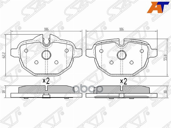 Колодки тормозные (Сзади) BMW 5-Series 09-24 / 6-Series 20- Sat арт. ST-34216862202