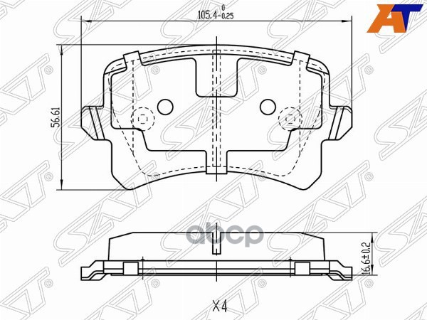 Колодки тормозные (Сзади) Audi A3 03-13 / A4 04-09 Sat арт. ST-3C0698451F