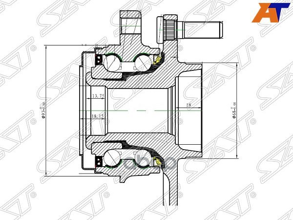 Ступичный узел перед/лев NISSAN TEANA PJ32(VQ35)/MURANO PNZ51(VQ35) (32 шлица) Sat арт. ST40203JP11A