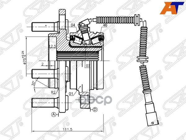 Ступичный узел перед SSANG YONG KYRON 05-/REXTON 02- (AWD/TOD) Sat арт. ST-41420-09702