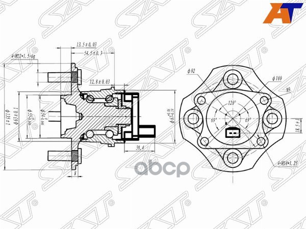 Ступичный узел Toyota Vitz 01-05 / Funcargo 99-02 (Справа=Слева/ Сзади) Sat арт. ST-42450-0D030