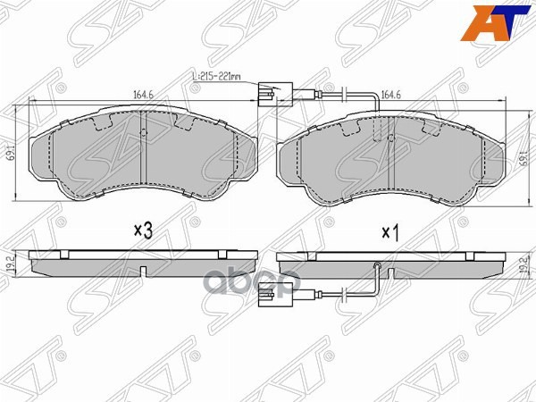 Колодки тормозные (Спереди) Peugeot Boxer 06-14 / Citroen Jumper 94-02 Sat арт. ST-425244