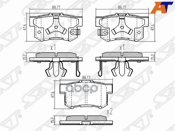 Колодки тормозные (Сзади) Honda Accord 91-16 / Civic 95-12 Sat арт. ST-43022-TP6-A01
