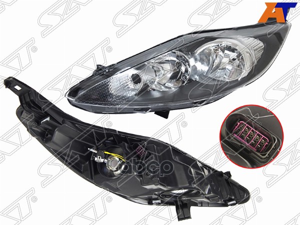 Фара Ford Fiesta 08-12 (Слева/ Галоген/ С электрокорректором/ Чёрная) Sat арт. ST-431-1187LMLDEM2