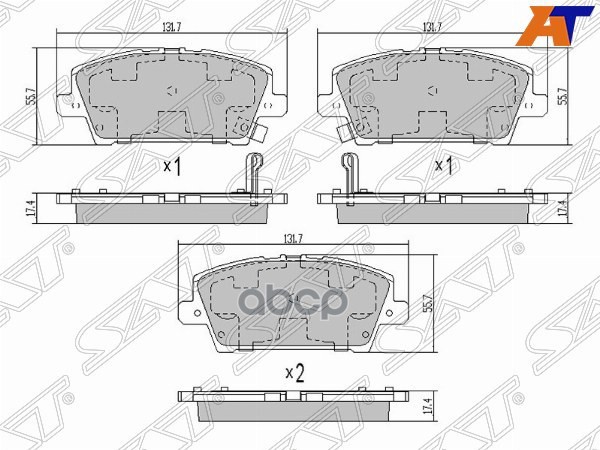 Колодки тормозные (Спереди) Honda Accord 97-03 / Civic 00-15 Sat арт. ST-45022-SM-GE01
