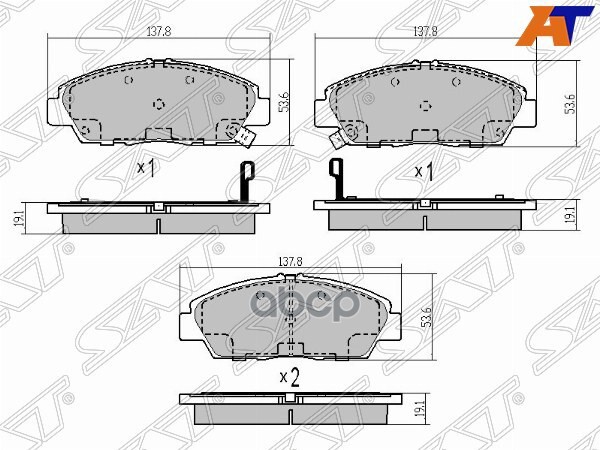 Колодки тормозные (Спереди) Honda Inspire 95-98 / Prelude 96-01 Sat арт. ST-45022-SS0-508