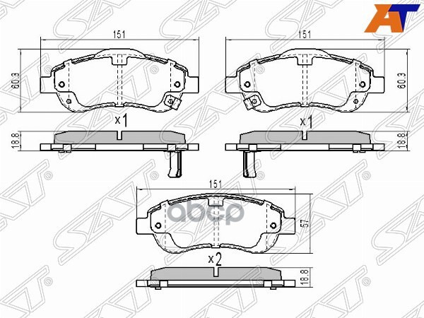 Колодки тормозные (Спереди) Honda CR-V 06-18 Sat арт. ST-45022-SWW-G01
