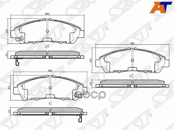 Колодки тормозные (Спереди) Acura MDX 06-16 / ZDX 09-13 Sat арт. ST-45022-SZA-A00