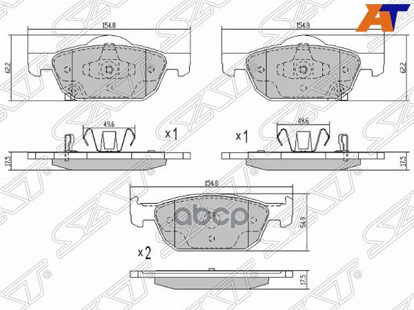 Колодки тормозные (Спереди) Honda Accord 93-13 / Prelude 91-01 Sat арт. ST-45022-TL1-G01
