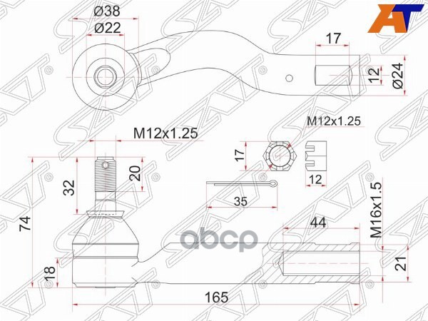 Наконечник рулевой TOYOTA IPSUM 01-09 2WD LH/4WD RH Sat арт. ST-45046-49125