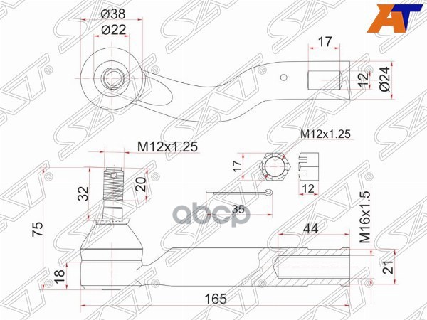 Наконечник рулевой TOYOTA IPSUM 01-09 2WD RH/4WD LH Sat арт. ST-45047-49055