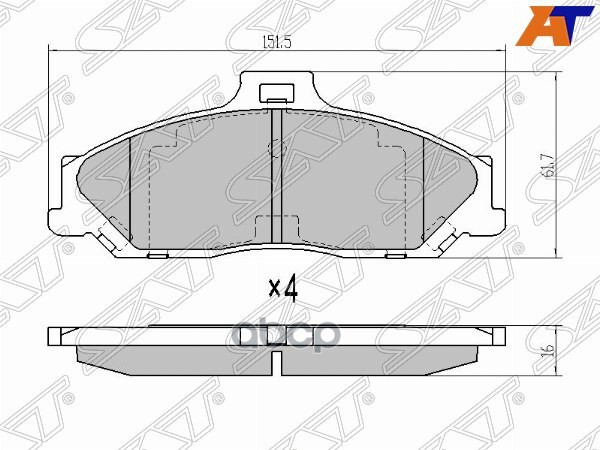 Колодки тормозные (Спереди) Ford Ranger USA 97-03 / Mazda B-Series 98-06 Sat арт. ST-4509599