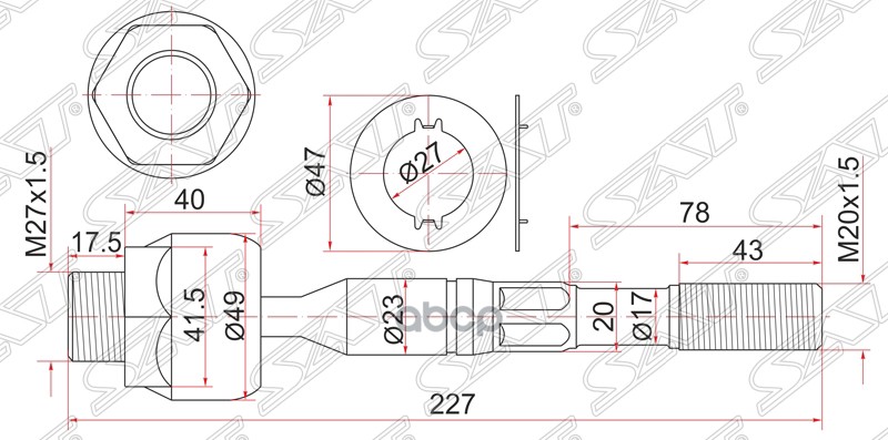 Тяга рулевая TOYOTA LAND CRUISER 100 02-07 Sat арт. ST-45503-69025
