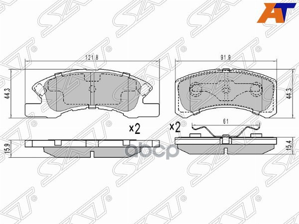 Колодки тормозные (Спереди) Mitsubishi eK Wagon 01-06 / Minica 98-11 Sat арт. ST-4605A272