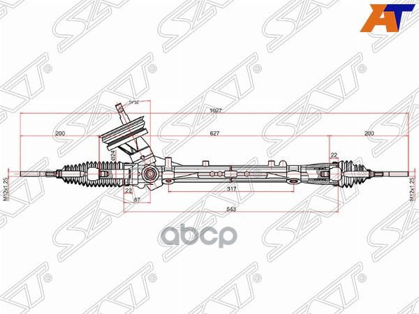 Рейка рулевая Nissan Note 05-13 / Tiida 04-14 Sat арт. ST-48001-EM02A