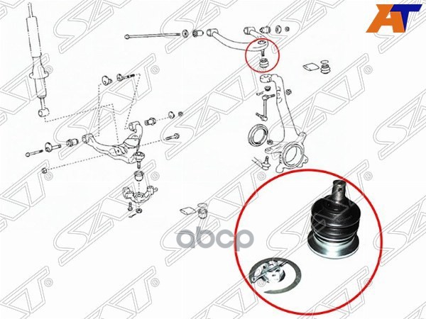 Шаровая опора Toyota Land Cruiser (J100,J200) 98-21 / Land Cruiser Prado 02-20 (Сверху/ Спереди) Sat арт. ST-48610-60050B
