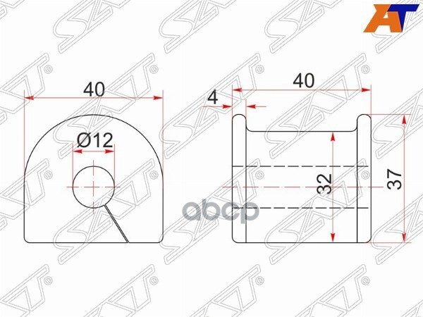 Втулка стабилизатора Toyota Vitz 99-05 / Echo 99-02 (Зад/ 12.00) Sat арт. ST-48815-22011