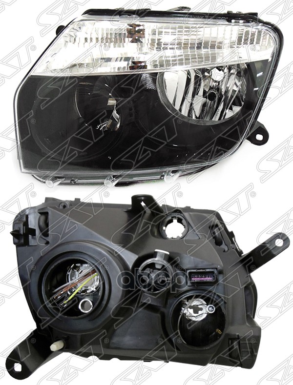Фара Renault Duster 10-15 (Слева/ Галоген/ Ручная регулировка/ Чёрная) Sat арт. ST-551-1186L-LDEM2