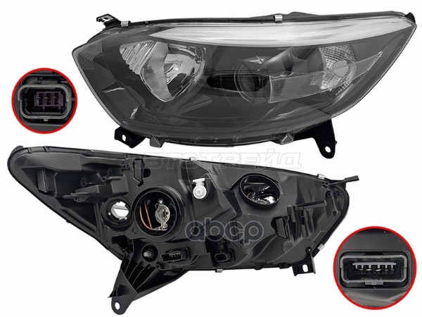 Фара Renault Kaptur 16-22 (Слева/ Галоген/ С электрокорректором/ чёрная) Sat арт. ST-551-1199L