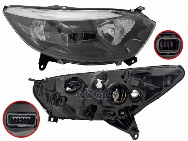 Фара Renault Kaptur 16-22 (Справа/ Галоген/ С электрокорректором/ чёрная) Sat арт. ST-551-1199R