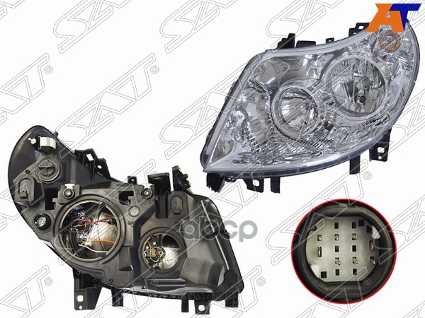 Фара Peugeot Boxer 06-14 / Citroen Jumper 06-14 (Слева/ Галоген/ С электрокорректором/ Белый разъём Sat арт. ST-552-1124L-LD-EM