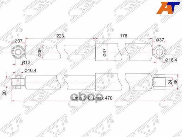 Амортизатор Задний Nissan Ad/Wingroad 96-05 2Wd Lh=Rh Sat арт. ST-56210-WD025