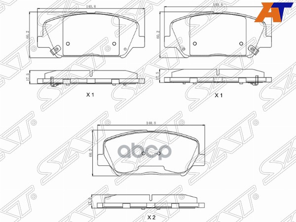 Колодки тормозные (Спереди) Kia Ceed 12-18 / Cerato 13-21 Sat арт. ST-58101-A6A75