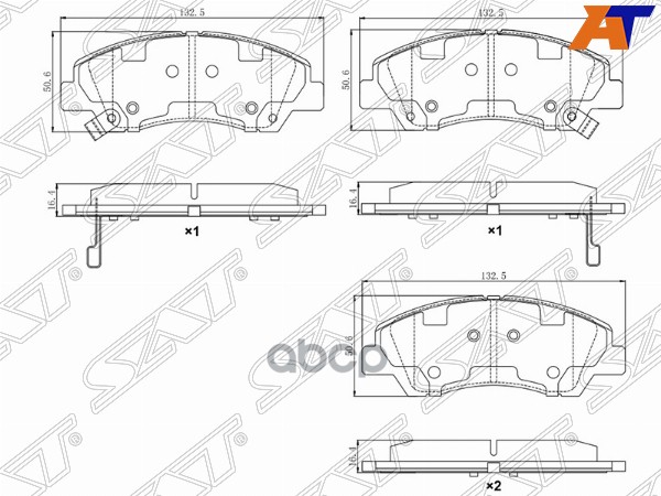 Колодки тормозные (Спереди) Hyundai i10 13-23 Sat арт. ST-58101-B9A30