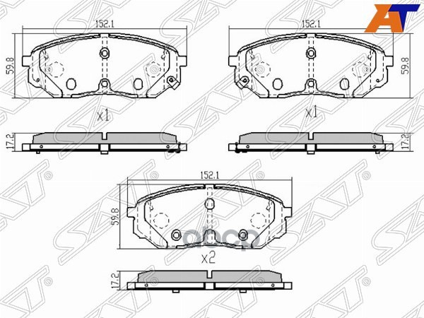 Колодки тормозные (Спереди) Hyundai Santa Fe 18-21 / Kia Sorento 14-20 Sat арт. ST-58101-C5A00