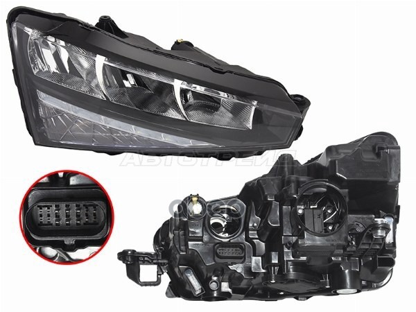 Фара Skoda Rapid 20- (Справа/ LED/ ДХО/ С электрокорректором) Sat арт. ST-665-1144R