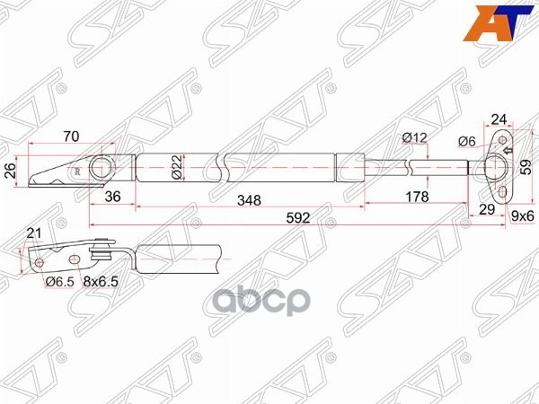 Амортизатор крышки багажника Toyota Corolla (E100) 91-02 (Справа) Sat арт. ST-68950-19795