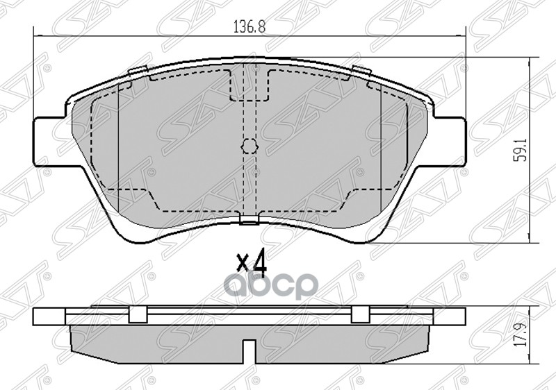 Колодки тормозные (Спереди) Renault Kangoo 97-07 / Grand Scenic 04-09 Sat арт. ST-7701209444