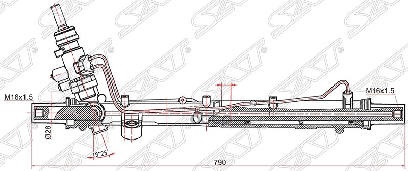 Рейка рулевая Volkswagen Transporter 03- / Multivan 03-15 Sat арт. ST-7H1422061HX