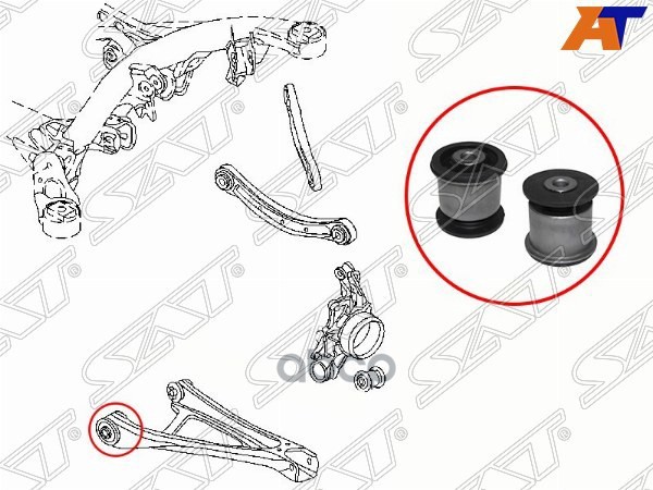Сайлентблок рычага Audi Q7 05-15 / Volkswagen Touareg 02-18 Sat арт. ST-7L0505311BB