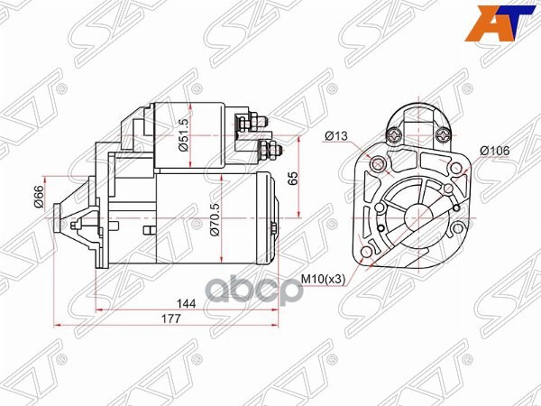 Стартер Renault Kangoo 08-16 / Logan 04-16 (0,85 kW/ Z=8) Sat арт. ST-8200584664N