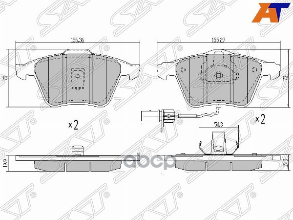 Колодки тормозные (Спереди) Audi A4 00-09 / A6 97-10 Sat арт. ST-8E0 698 151 G