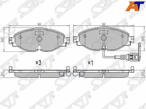 Колодки тормозные (Спереди) Audi A3 12- / Q3 18- Sat арт. ST-8V0698151B