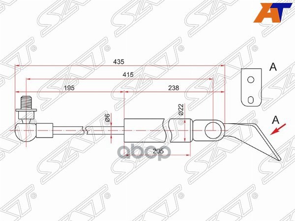 Амортизатор крышки багажника Nissan Tiida 04-14 / Tiida Latio 04-12 (Слева) Sat арт. ST-90451-EL000