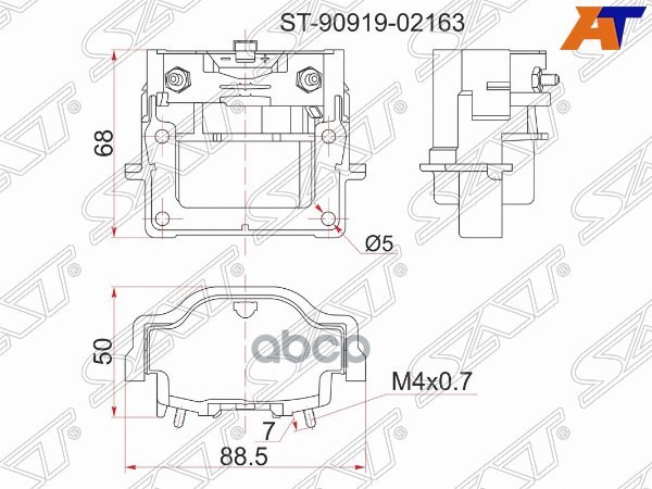 Катушка зажигания TOYOTA 3S-FE -96 ST19#/ST20#/SV4#, 4A/7A-FE -96 AT19#, 3RZ-FE 95- RZJ9#/RZN18# Sat арт. ST-90919-02163