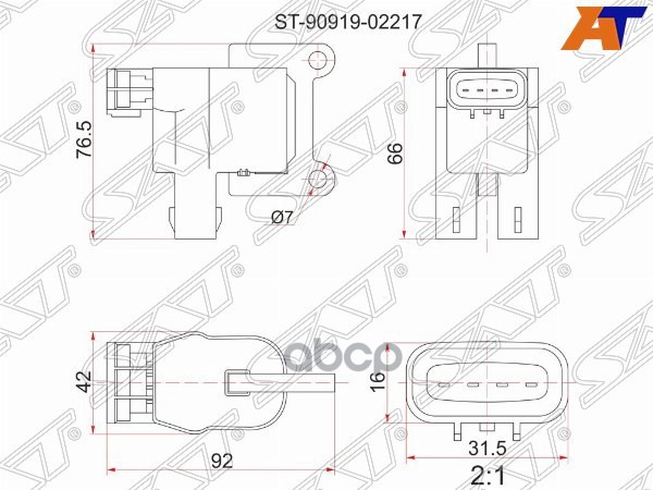 Катушка зажигания Toyota Avensis (T220) 97-03 / Caldina 92-07 2RZFE;3RZFE;3SFE;4SFE;5SFE Sat арт. ST-90919-02217