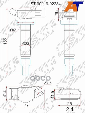 Катушка зажигания Lexus RX 97-06 / Toyota Camry 01-06 1MZFE Sat арт. ST-90919-02234
