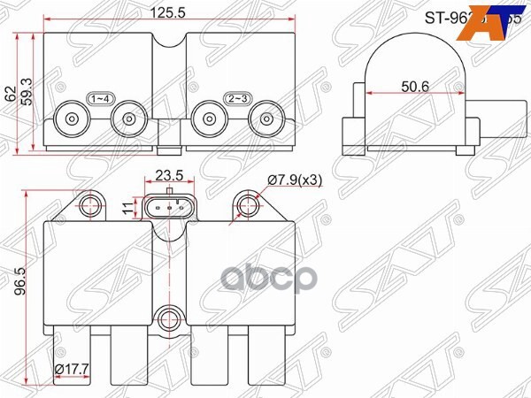 Катушка зажигания CHEVROLET AVEO 06-/CAPTIVA 06-/CRUZE/LACETTI T18 05-/DAEWOO MATIZ 05-/LANOS 97- Sat арт. ST-96253555