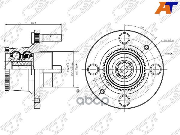 Ступичный узел задн. CHEVROLET AVEO (c ABS) Sat арт. ST-96471775