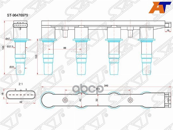 Катушка зажигания Chevrolet Aveo 05-15 / Cruze 09-15 A14XER;F16D4;F18D4;L14;L95;LDE;LDT;Z18XER (Моду Sat арт. ST-96476979