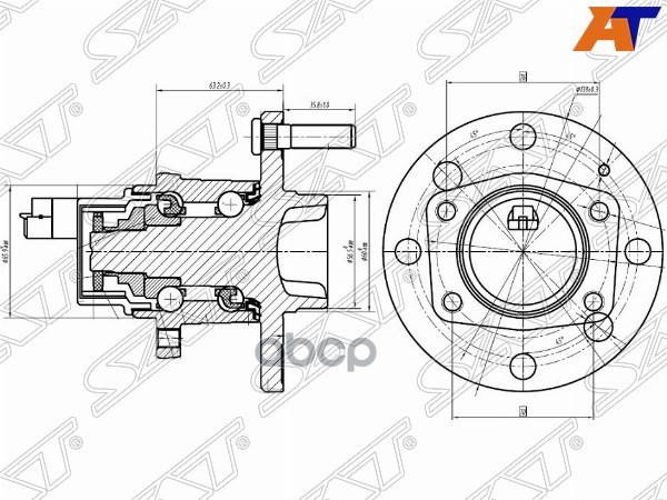 Ступичный узел Chevrolet Lacetti 04-13 / Daewoo Lacetti 04-09 (Справа=Слева/ Сзади) Sat арт. ST-96639607
