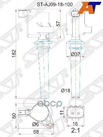 Катушка зажигания Mazda 6 05-08 / Ford Maverick 00-07 AJ Sat арт. ST-AJ09-18-100