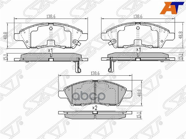 Колодки тормозные (Спереди) Nissan March 10-22 / Note 12-20 Sat арт. ST-AY040-NS140