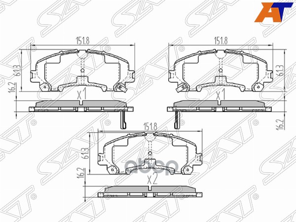 Колодки тормозные (Спереди) Nissan X-Trail 13-22 / Infiniti EX25 11-13 Sat арт. ST-D1060-4CC0A