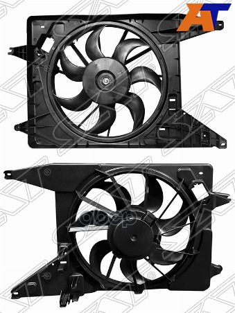 Диффузор радиатора в сборе RENAULT LOGAN 1.6  08- с кондиционером Sat арт. ST-DC01-201-C0